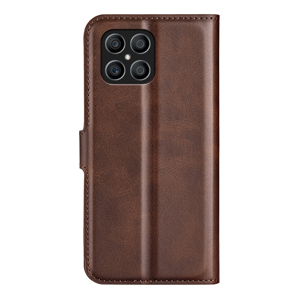 For Honor X8 Textured PU Leather Cover Stand Wallet Feature Magnetic Clasp Shockproof Flip Phone Case