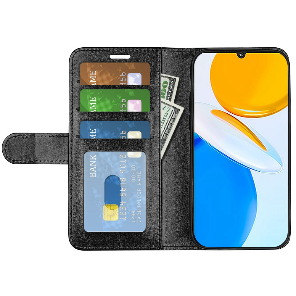 For Honor X7 Crazy Horse Texture Leather Phone Cover Folio Flip Stand Protective Case with Wallet