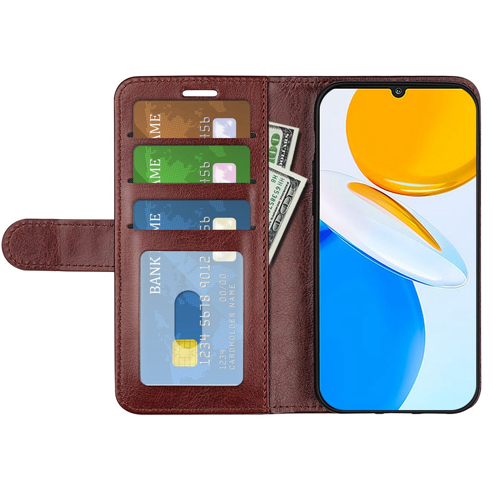 For Honor X7 Crazy Horse Texture Leather Phone Cover Folio Flip Stand Protective Case with Wallet