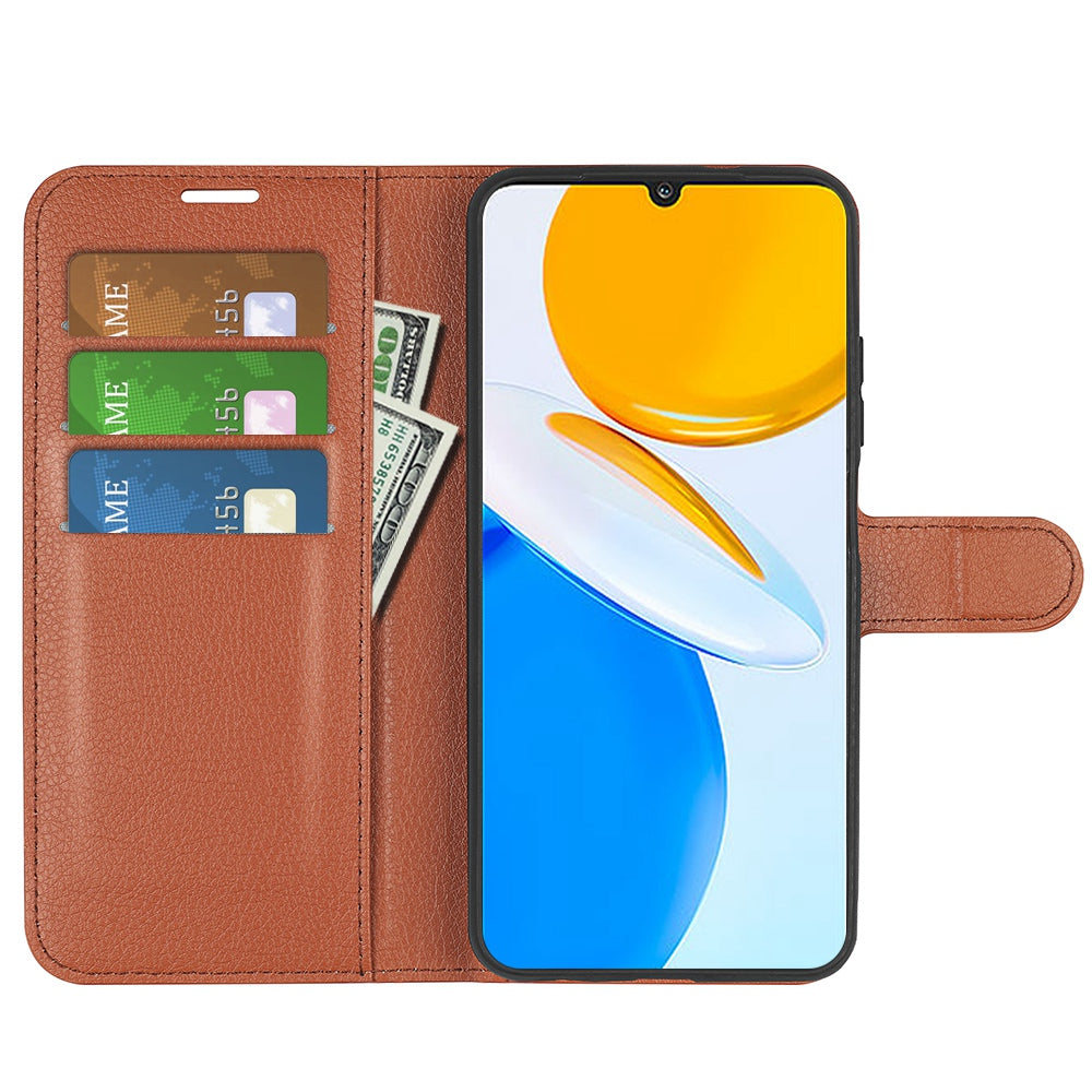 For Honor X7 Litchi Texture PU Leather Phone Full-protection Case Wallet Stand Function Shockproof Cover