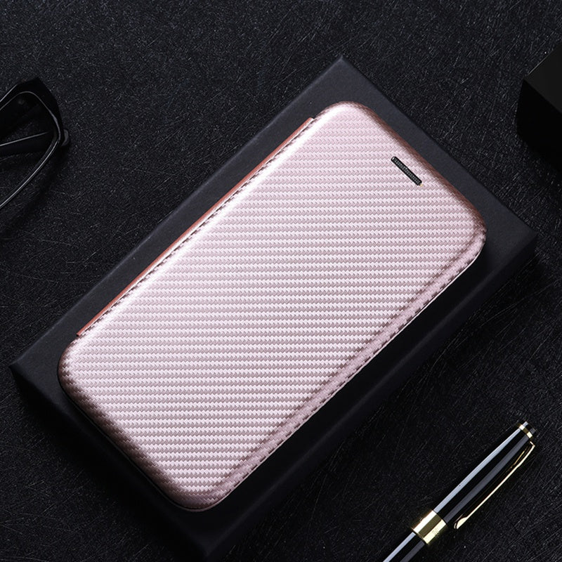 For Honor X8 Anti-fall PU Leather Carbon Fiber Texture Case Magnetic Auto-absorbed Adjustable Stand Cell Phone Shell
