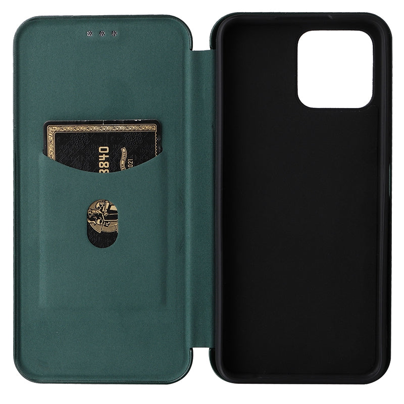 For Honor X8 Anti-fall PU Leather Carbon Fiber Texture Case Magnetic Auto-absorbed Adjustable Stand Cell Phone Shell