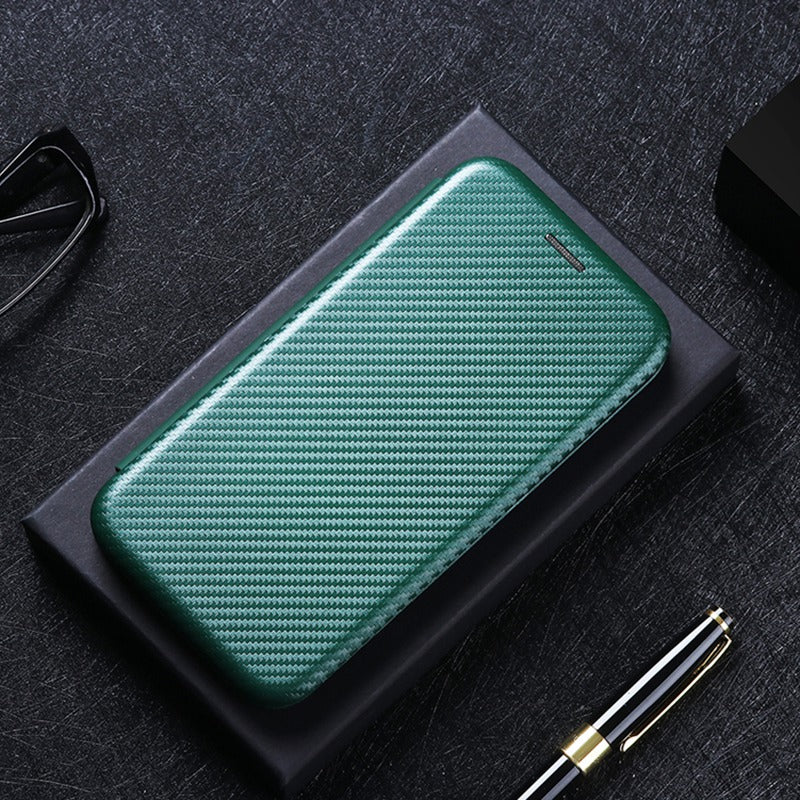 For Honor X8 Anti-fall PU Leather Carbon Fiber Texture Case Magnetic Auto-absorbed Adjustable Stand Cell Phone Shell