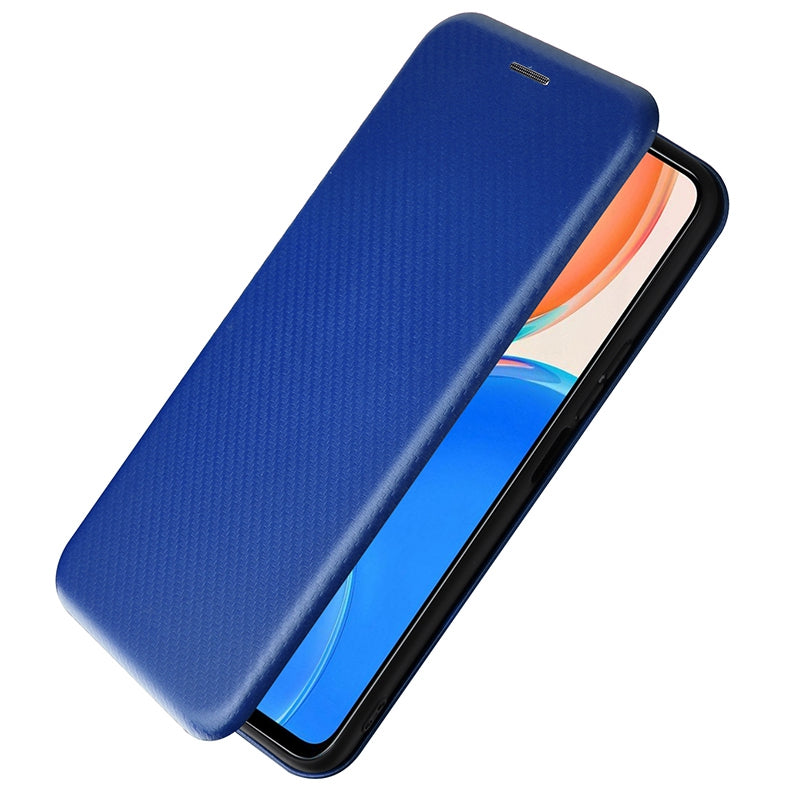 For Honor X8 Anti-fall PU Leather Carbon Fiber Texture Case Magnetic Auto-absorbed Adjustable Stand Cell Phone Shell
