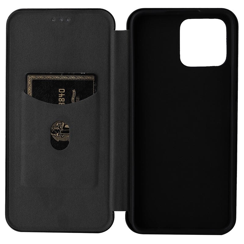 For Honor X8 Anti-fall PU Leather Carbon Fiber Texture Case Magnetic Auto-absorbed Adjustable Stand Cell Phone Shell
