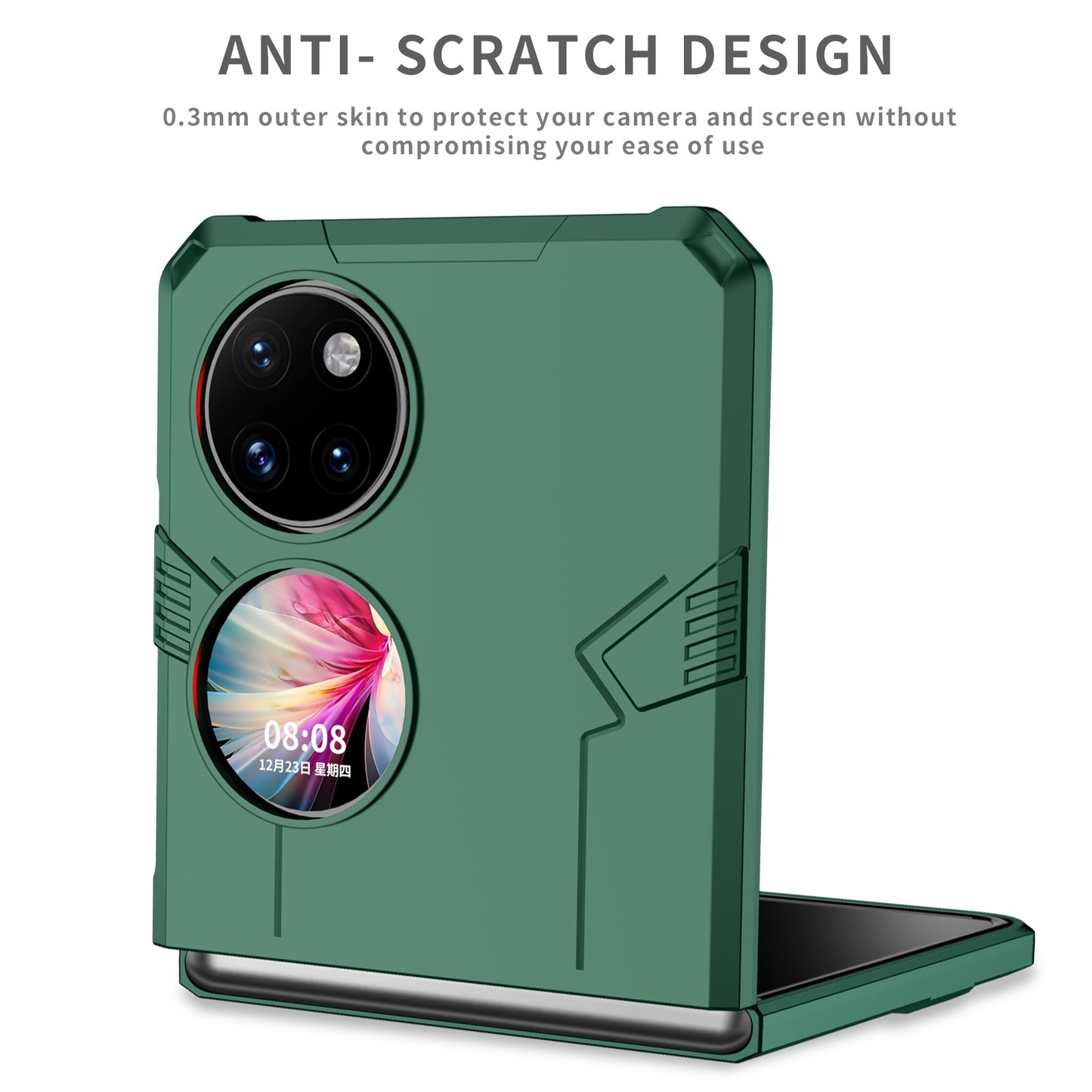 For Huawei P50 Pocket PC+TPU Phone Case Rotating Ring Kickstand Shockproof Anti-fall Cover