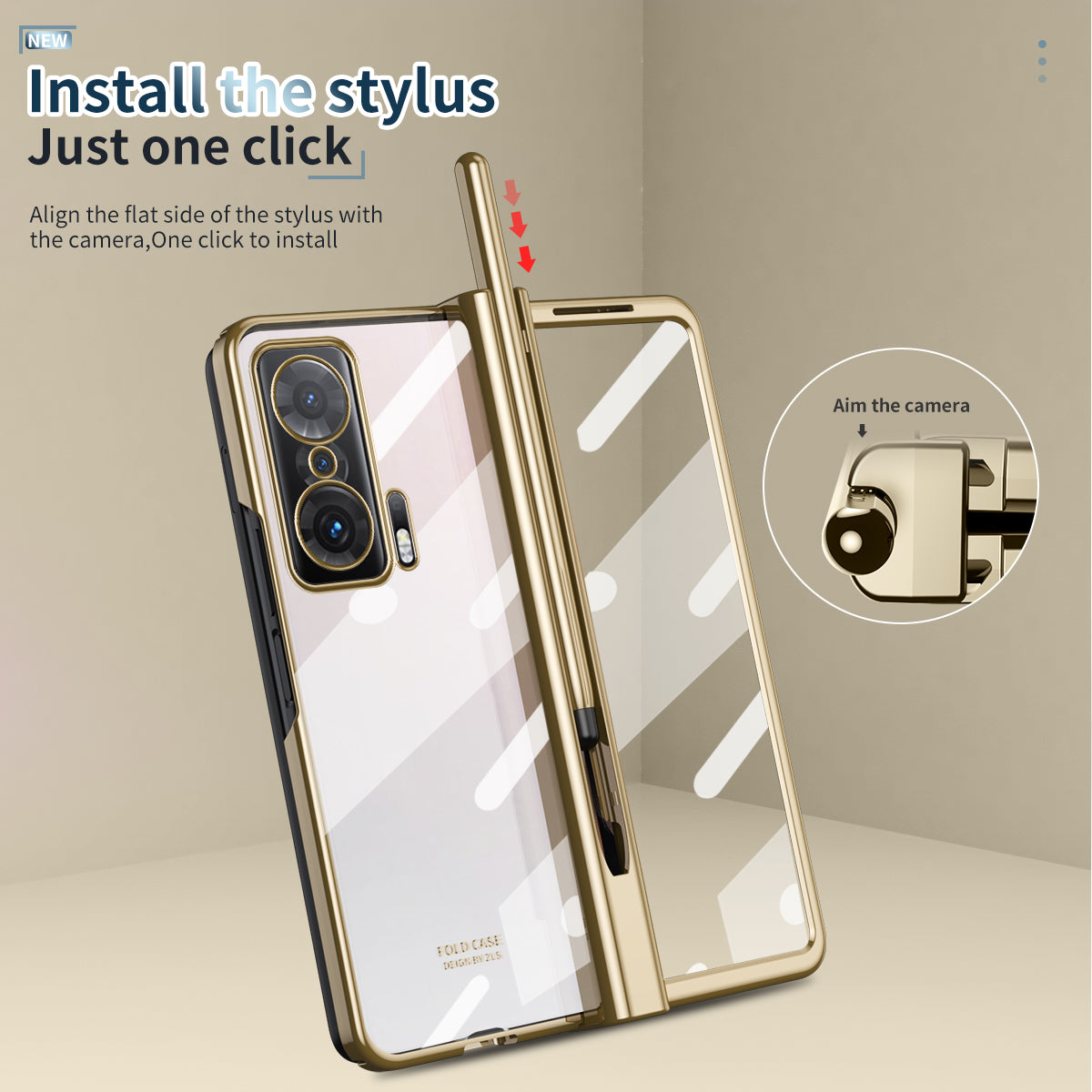 For Honor Magic V Tempered Glass Film Phone Cover Pen Slot Hinge Electroplating Folding PC Case with Stylus Pen