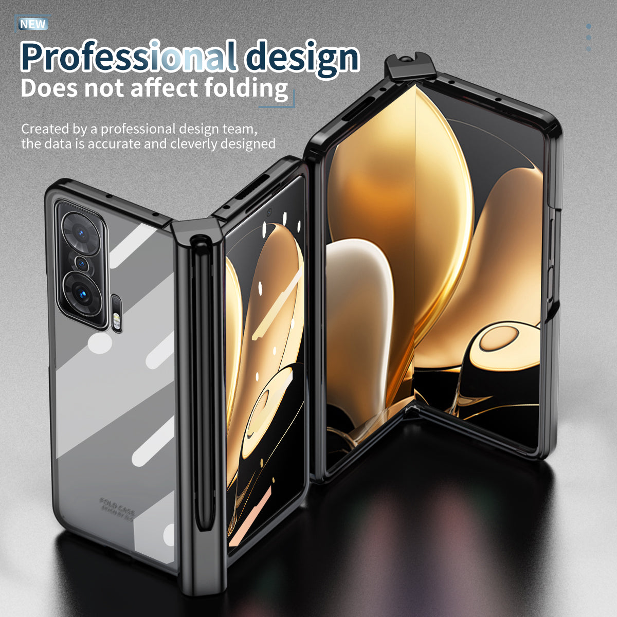 For Honor Magic V Tempered Glass Film Phone Cover Pen Slot Hinge Electroplating Folding PC Case with Stylus Pen