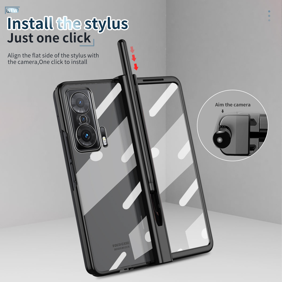 For Honor Magic V Tempered Glass Film Phone Cover Pen Slot Hinge Electroplating Folding PC Case with Stylus Pen