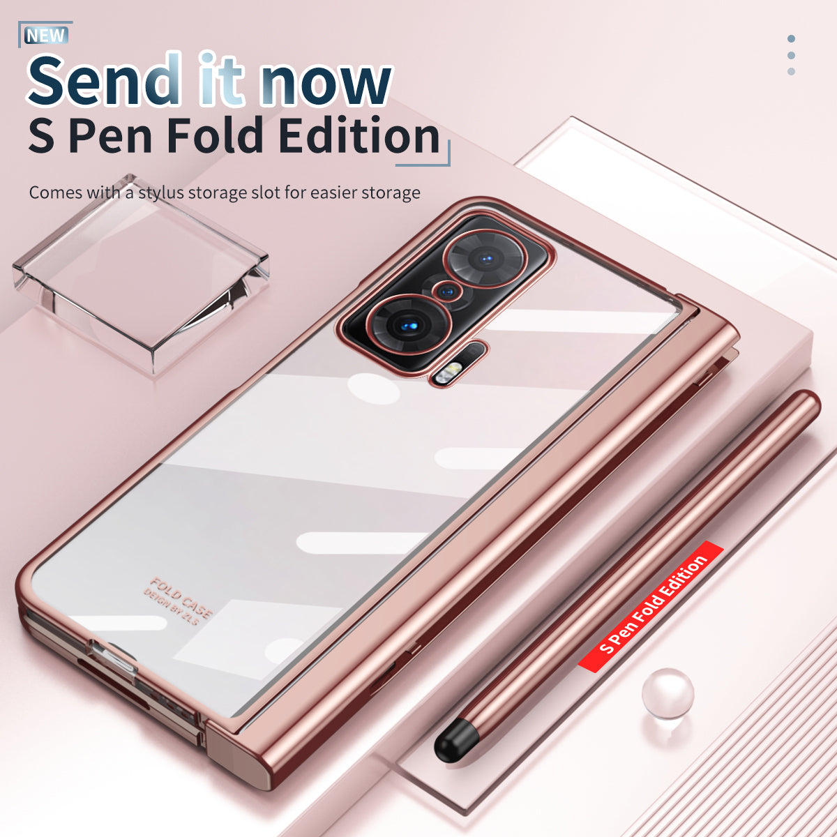 For Honor Magic V Tempered Glass Film Phone Cover Pen Slot Hinge Electroplating Folding PC Case with Stylus Pen