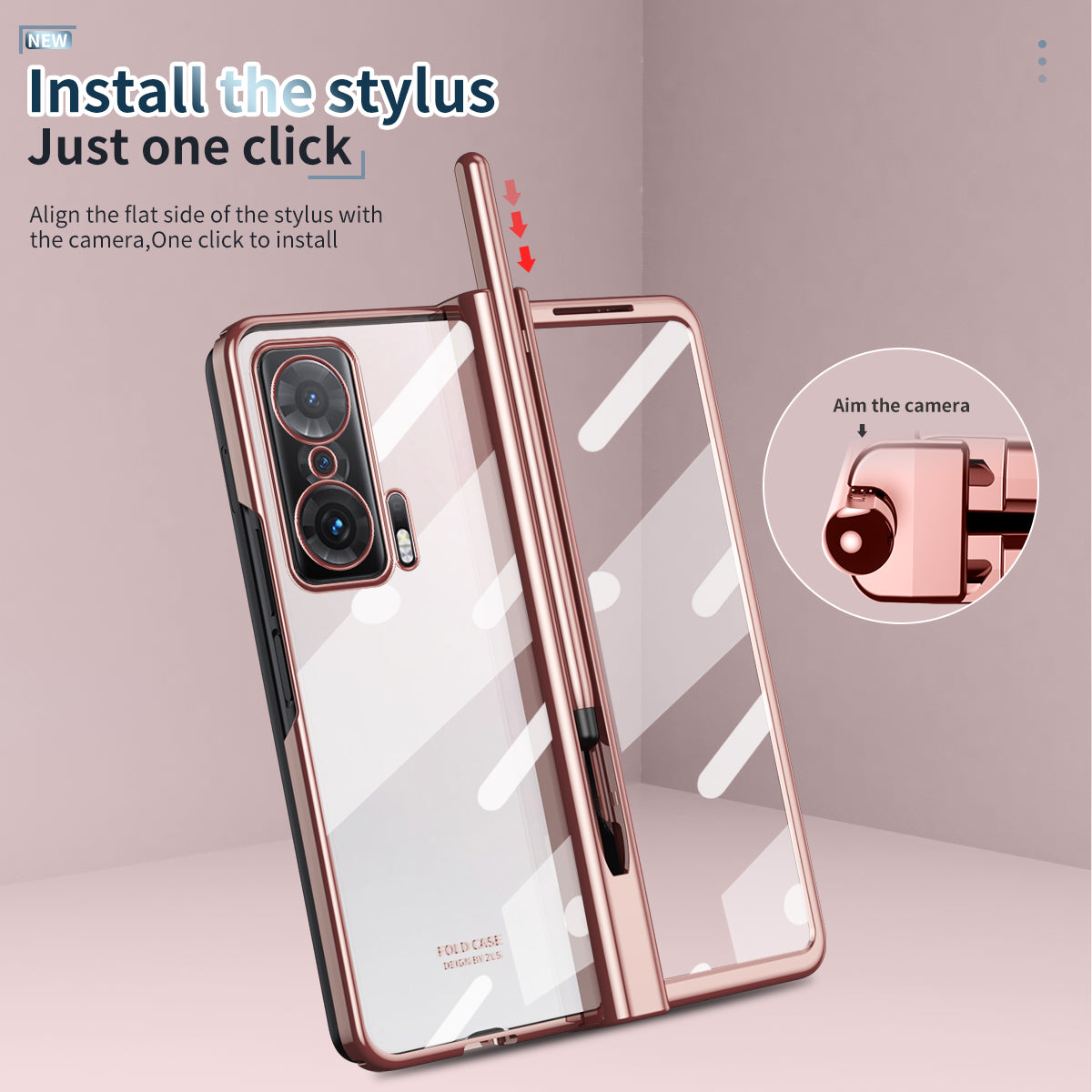 For Honor Magic V Tempered Glass Film Phone Cover Pen Slot Hinge Electroplating Folding PC Case with Stylus Pen