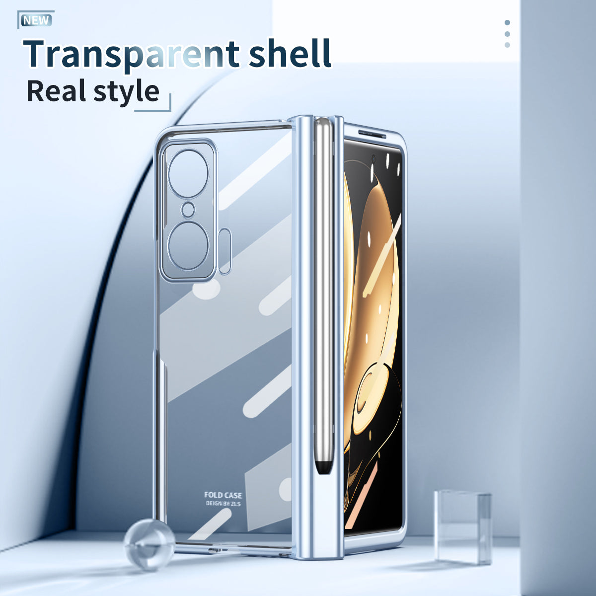For Honor Magic V Tempered Glass Film Phone Cover Pen Slot Hinge Electroplating Folding PC Case with Stylus Pen