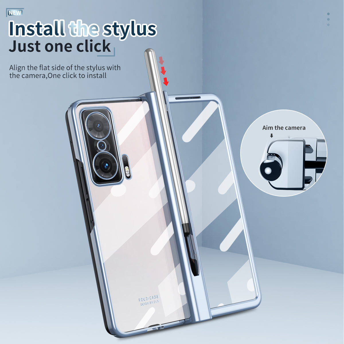 For Honor Magic V Tempered Glass Film Phone Cover Pen Slot Hinge Electroplating Folding PC Case with Stylus Pen