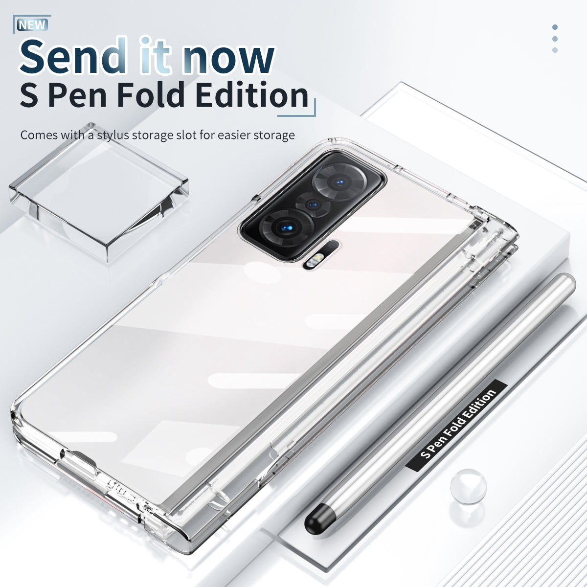 For Honor Magic V Tempered Glass Film Phone Cover Pen Slot Hinge Electroplating Folding PC Case with Stylus Pen