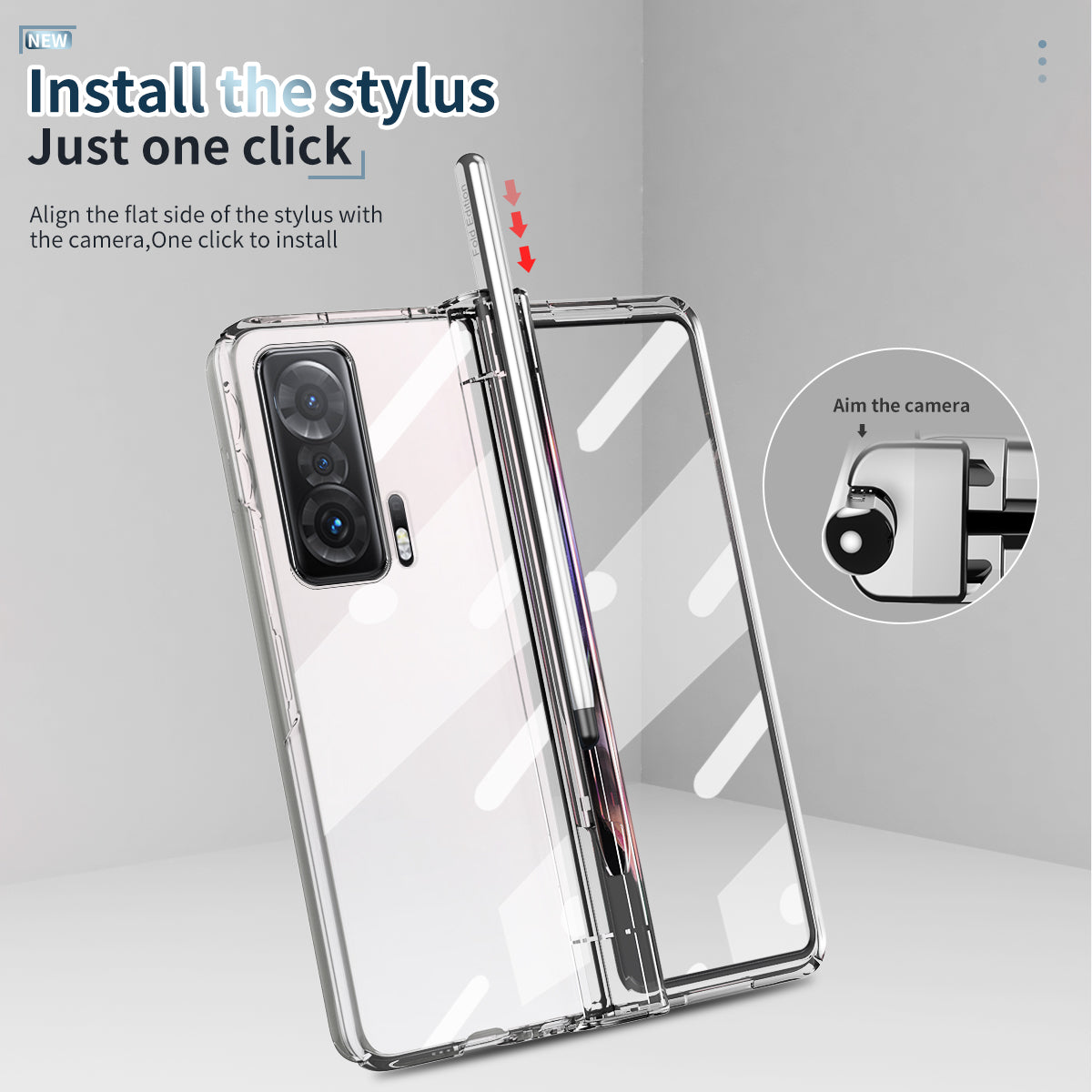 For Honor Magic V Tempered Glass Film Phone Cover Pen Slot Hinge Electroplating Folding PC Case with Stylus Pen