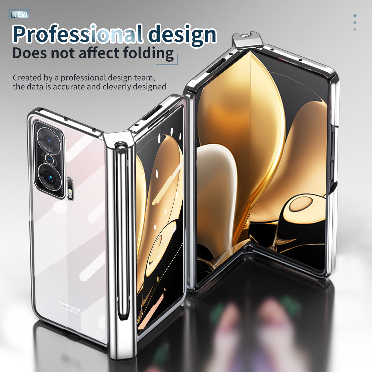 For Honor Magic V Tempered Glass Film Phone Cover Pen Slot Hinge Electroplating Folding PC Case with Stylus Pen