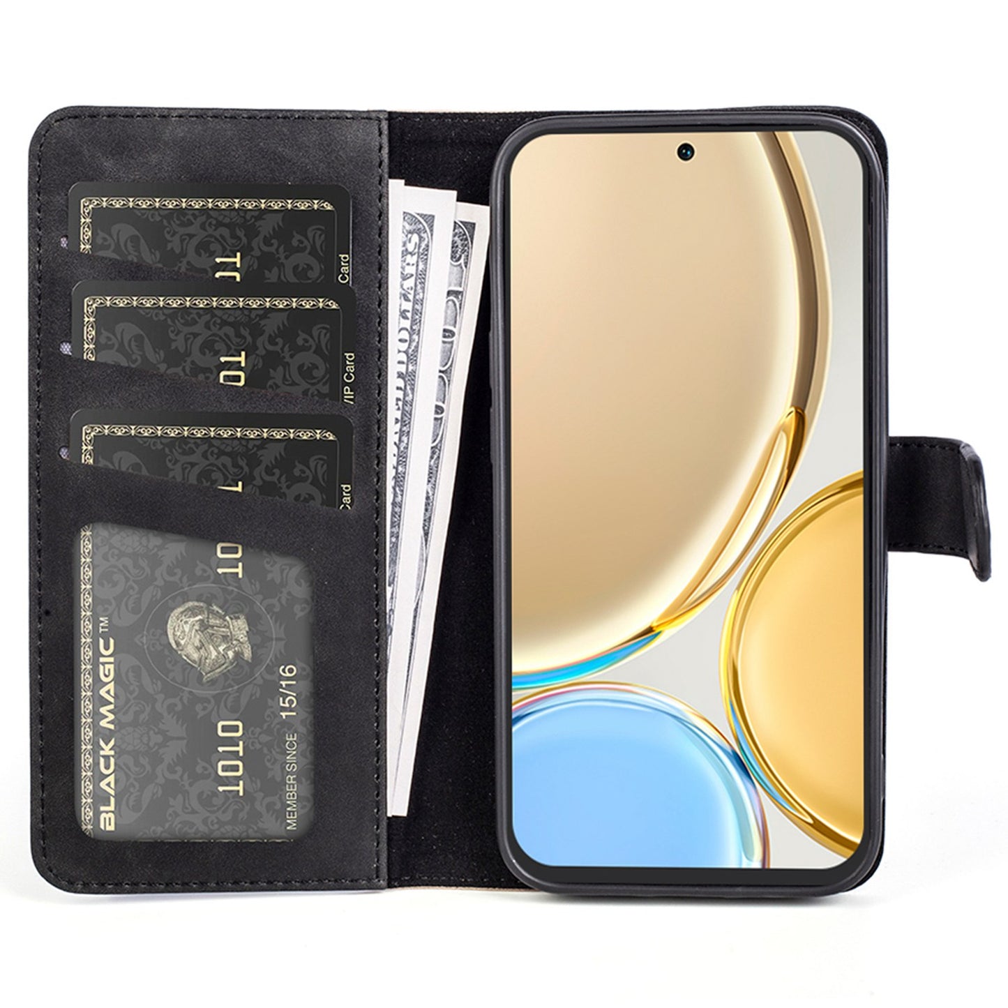 For Honor X30/Magic 4 Lite 5G Color Splicing Design Phone Full-protection Cover PU Leather Stand Wallet Case Shell