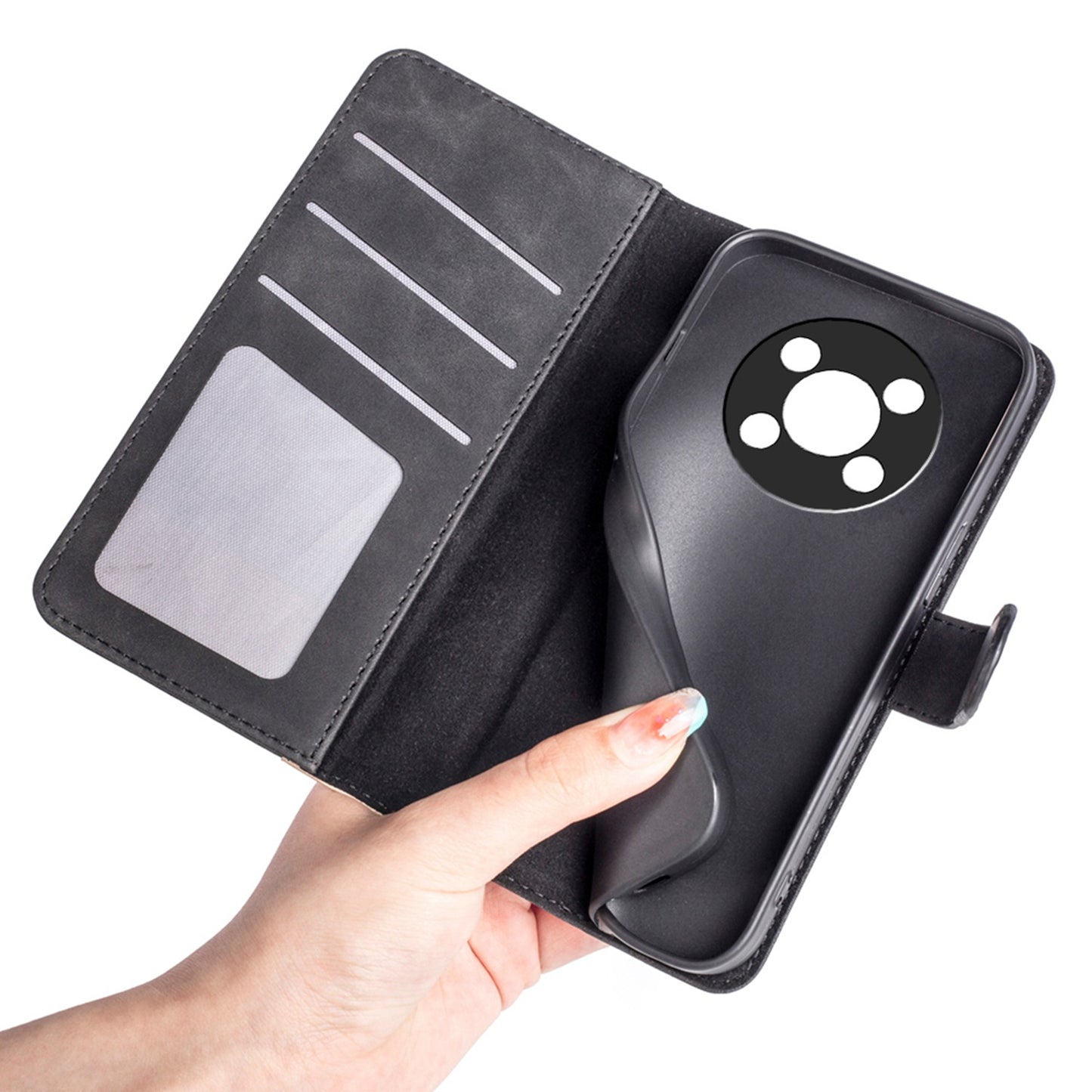 For Honor X30/Magic 4 Lite 5G Color Splicing Design Phone Full-protection Cover PU Leather Stand Wallet Case Shell