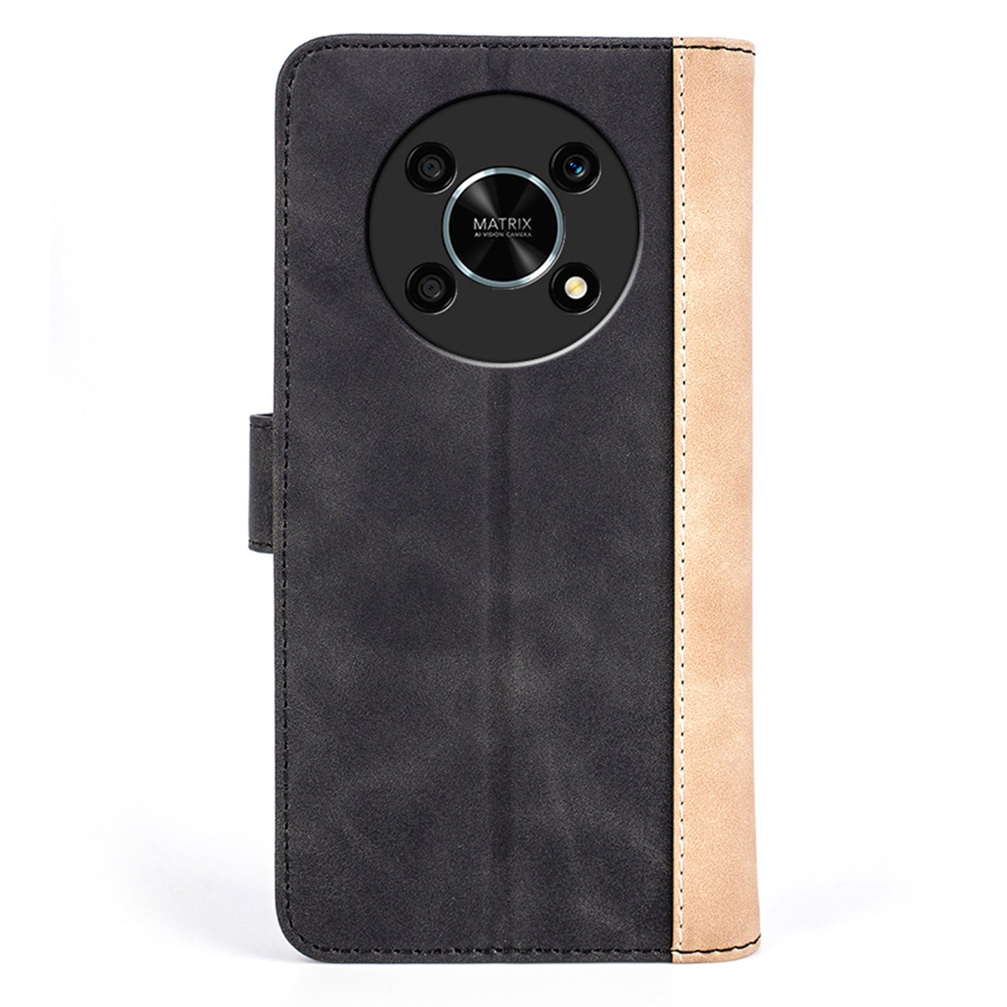 For Honor X30/Magic 4 Lite 5G Color Splicing Design Phone Full-protection Cover PU Leather Stand Wallet Case Shell