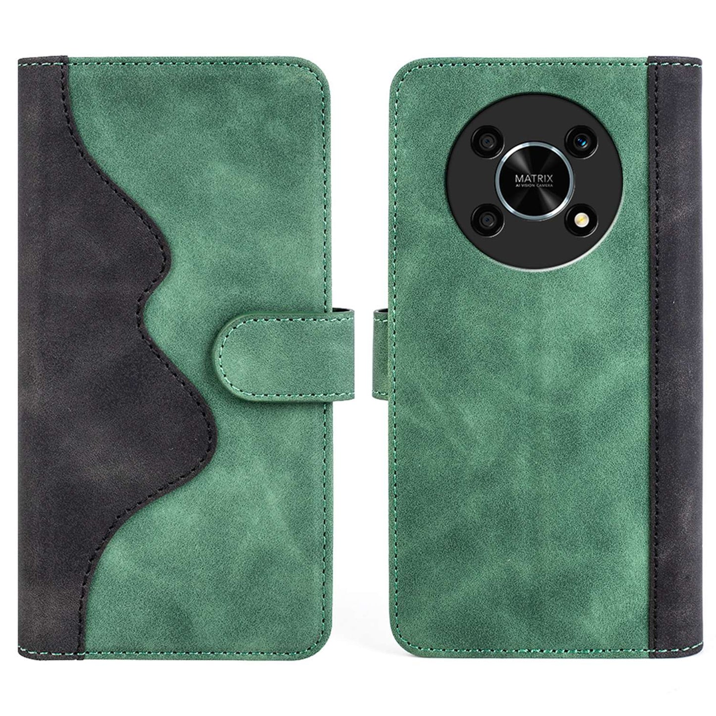 For Honor X30/Magic 4 Lite 5G Color Splicing Design Phone Full-protection Cover PU Leather Stand Wallet Case Shell