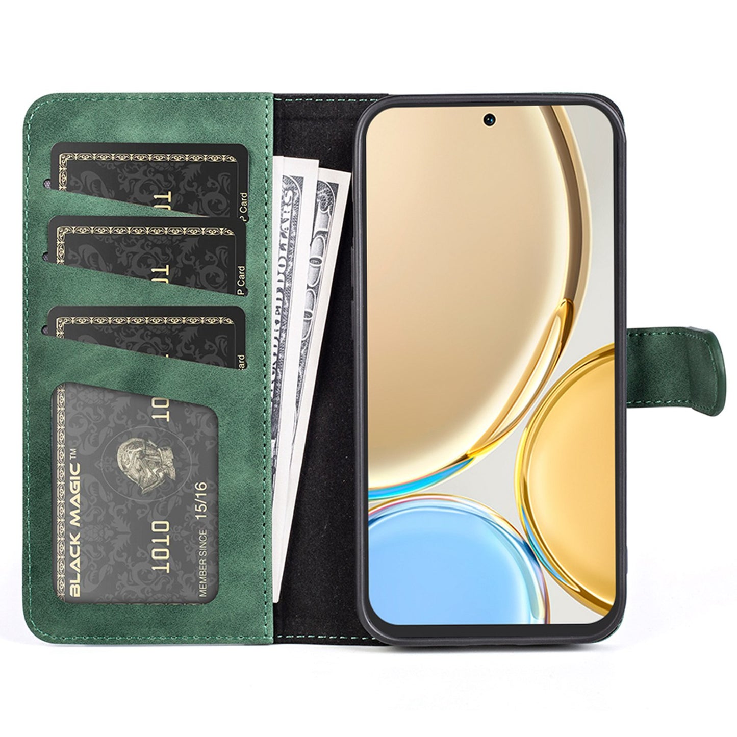 For Honor X30/Magic 4 Lite 5G Color Splicing Design Phone Full-protection Cover PU Leather Stand Wallet Case Shell