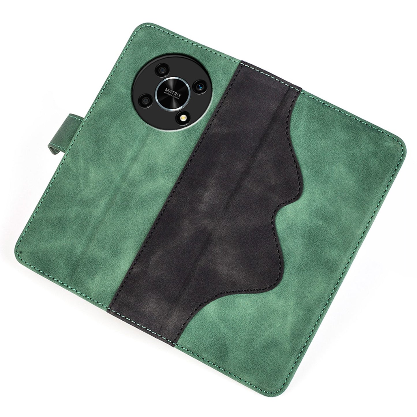 For Honor X30/Magic 4 Lite 5G Color Splicing Design Phone Full-protection Cover PU Leather Stand Wallet Case Shell