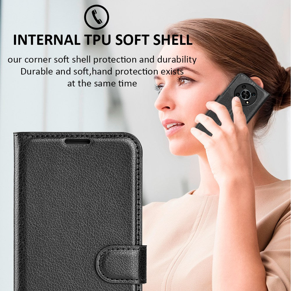 For Honor X30/Magic 4 Lite 5G Litchi Texture Phone Case Foldable Stand PU Leather Wallet Soft Shell Mobile Phone Cover
