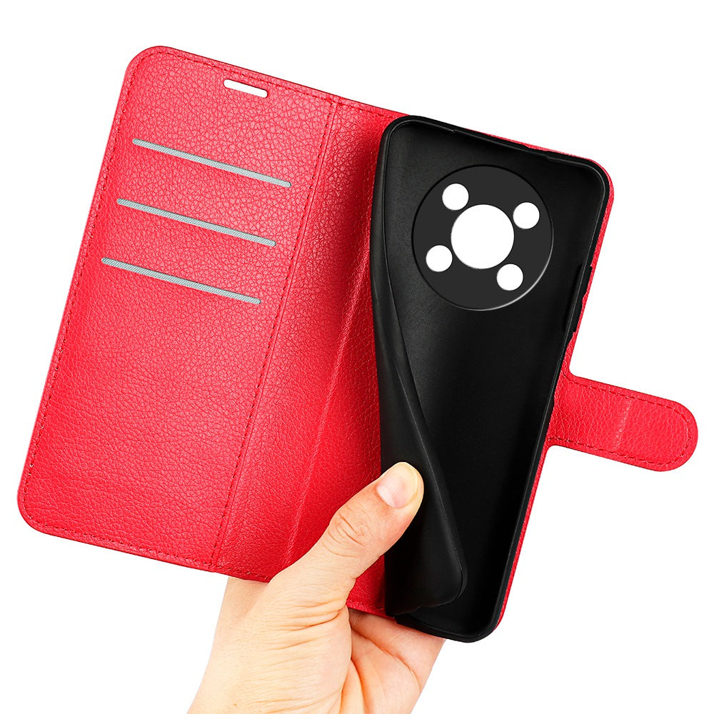 For Honor X30/Magic 4 Lite 5G Litchi Texture Phone Case Foldable Stand PU Leather Wallet Soft Shell Mobile Phone Cover