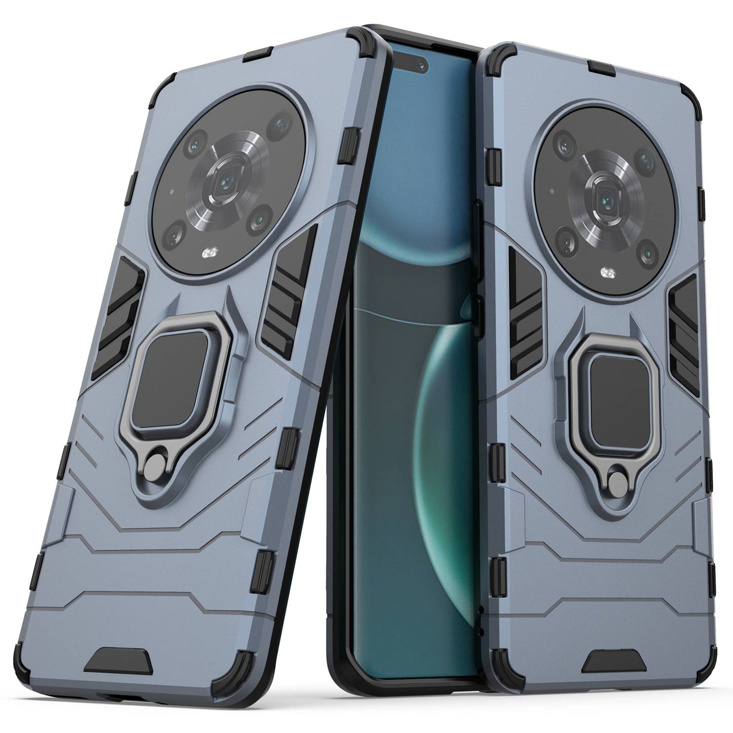 For Honor Magic4 Pro Wear-resistant TPU+PC Phone Case Military Grade Armor Ring Holder Kickstand Back Shell