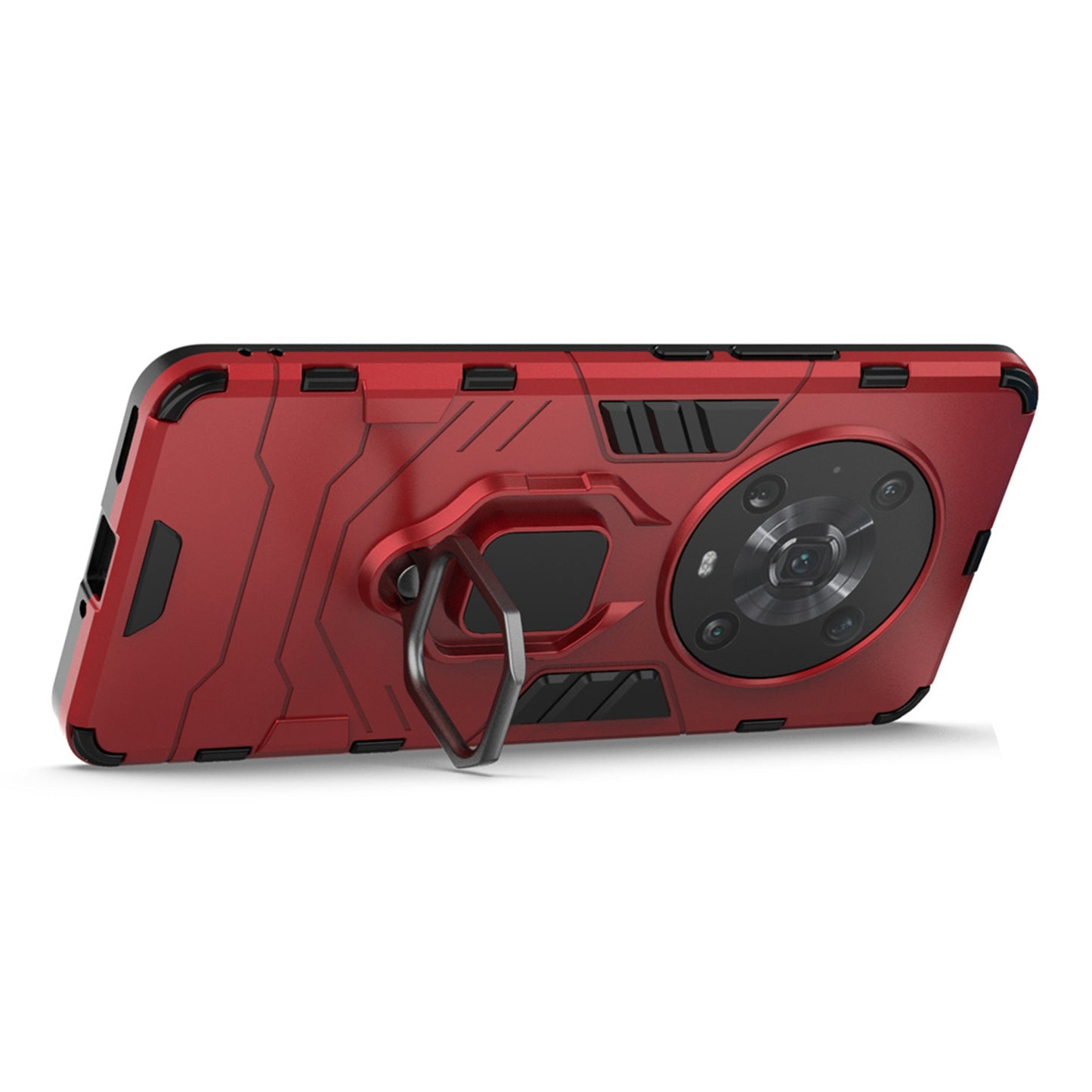 For Honor Magic4 Pro Wear-resistant TPU+PC Phone Case Military Grade Armor Ring Holder Kickstand Back Shell