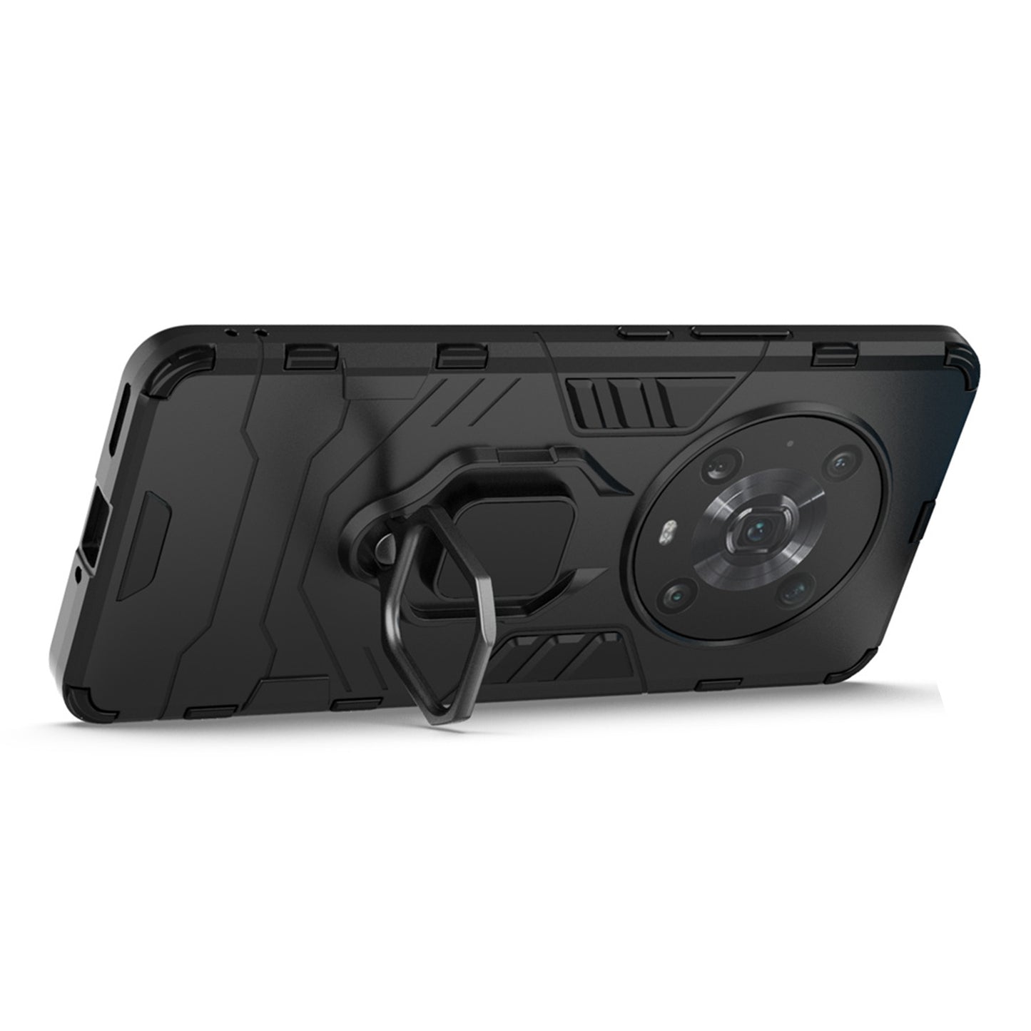 For Honor Magic4 Pro Wear-resistant TPU+PC Phone Case Military Grade Armor Ring Holder Kickstand Back Shell
