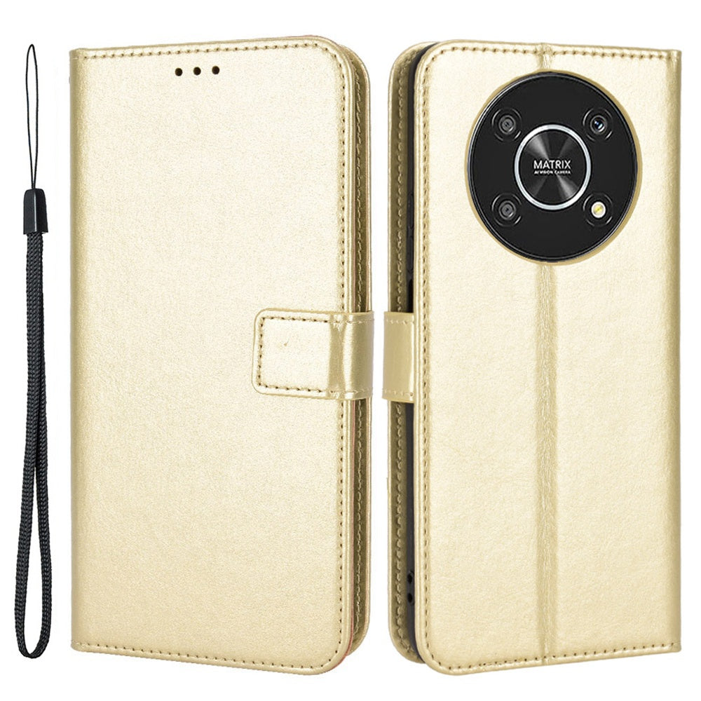 For Honor X9 4G/5G/Magic4 Lite 4G/5G/X30 5G PU Leather Magnetic Case Crazy Horse Texture Inner TPU Anti-Scratch Stand Wallet Cover with Strap