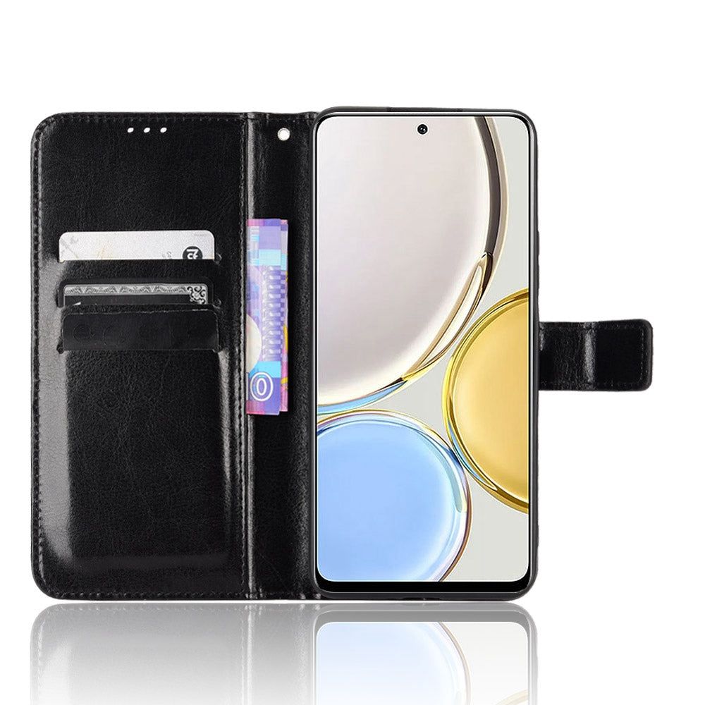 For Honor X9 4G/5G/Magic4 Lite 4G/5G/X30 5G PU Leather Magnetic Case Crazy Horse Texture Inner TPU Anti-Scratch Stand Wallet Cover with Strap