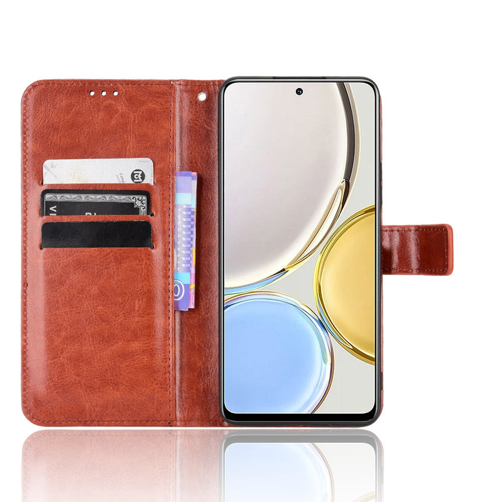 For Honor X9 4G/5G/Magic4 Lite 4G/5G/X30 5G PU Leather Magnetic Case Crazy Horse Texture Inner TPU Anti-Scratch Stand Wallet Cover with Strap