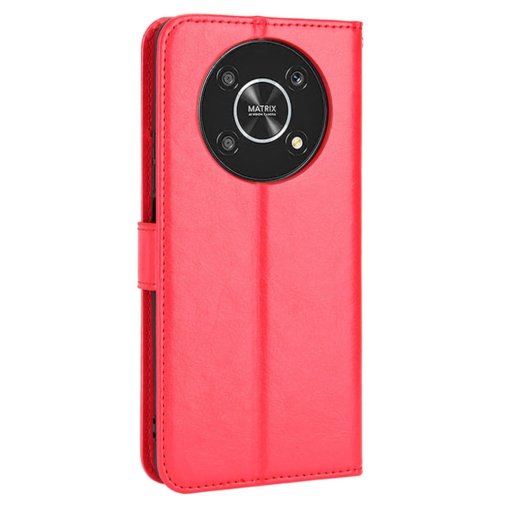 For Honor X9 4G/5G/Magic4 Lite 4G/5G/X30 5G PU Leather Magnetic Case Crazy Horse Texture Inner TPU Anti-Scratch Stand Wallet Cover with Strap