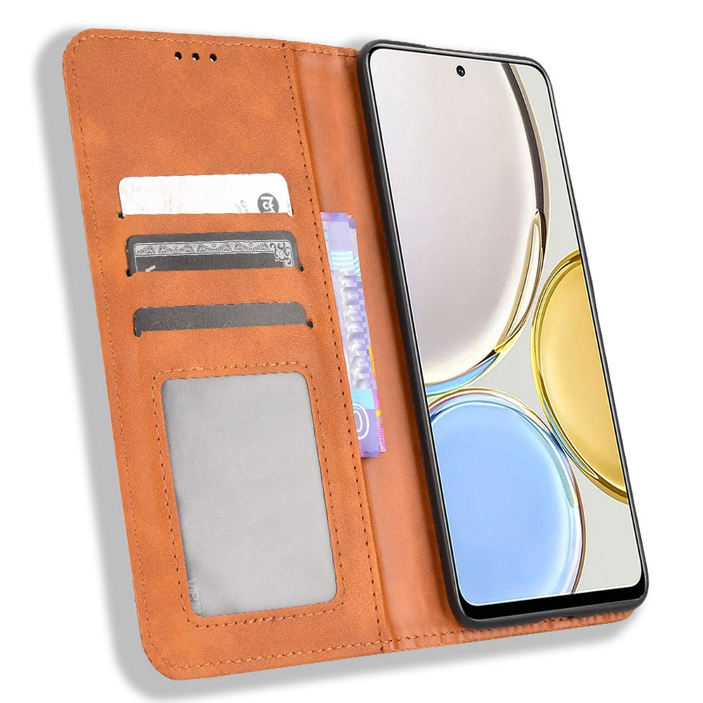 For Honor X9 4G/5G/Magic4 Lite 4G/5G/X30 5G Retro Series Wallet Case PU Leather Magnetic Auto Closing Stand Flip Folio Phone Cover