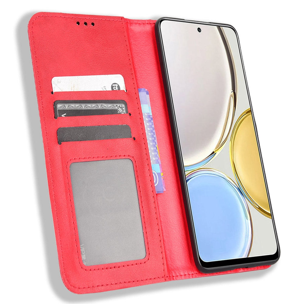 For Honor X9 4G/5G/Magic4 Lite 4G/5G/X30 5G Retro Series Wallet Case PU Leather Magnetic Auto Closing Stand Flip Folio Phone Cover