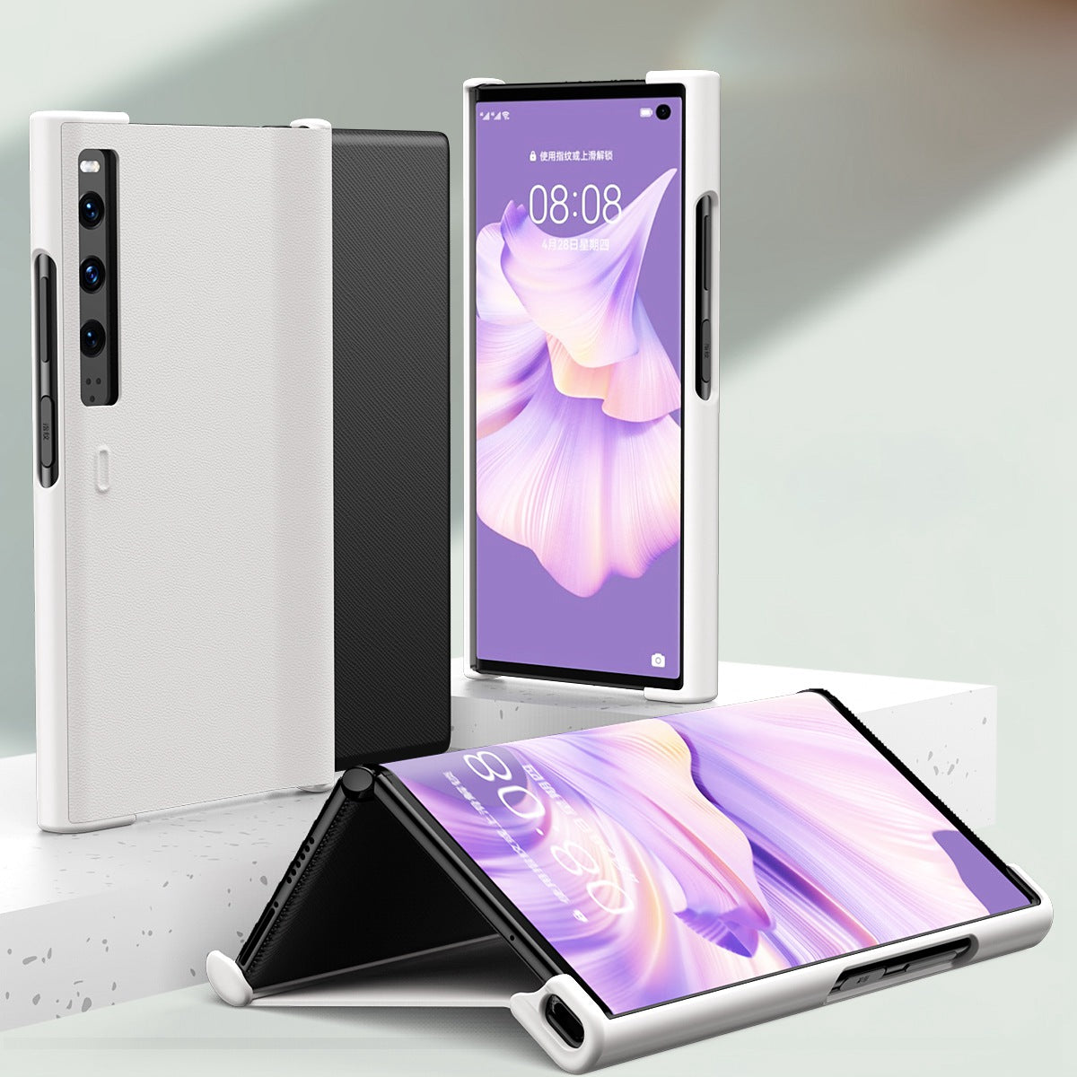 For Huawei Mate Xs 2 PU Leather Hard PC Shockproof Cover Stand Anti-Fall Folding Protective Phone Case