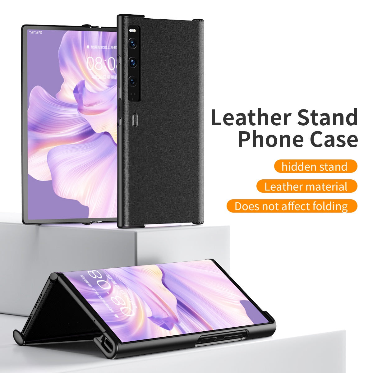 For Huawei Mate Xs 2 PU Leather Hard PC Shockproof Cover Stand Anti-Fall Folding Protective Phone Case