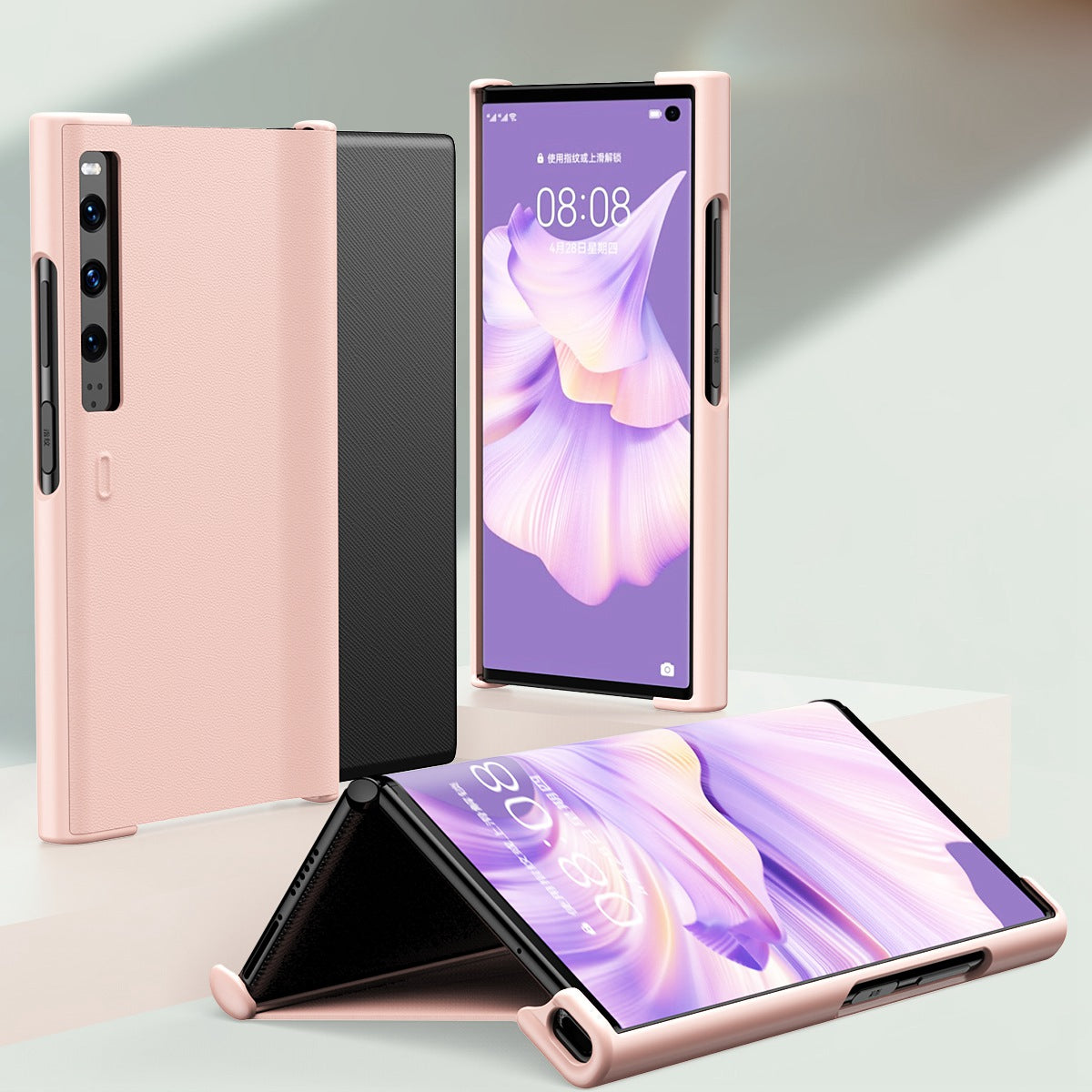 For Huawei Mate Xs 2 PU Leather Hard PC Shockproof Cover Stand Anti-Fall Folding Protective Phone Case