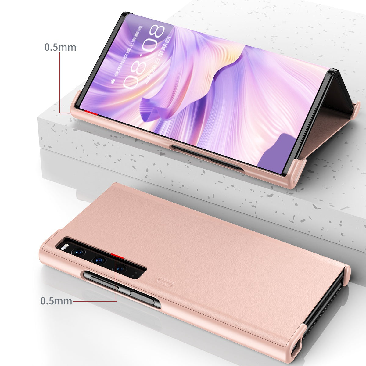 For Huawei Mate Xs 2 PU Leather Hard PC Shockproof Cover Stand Anti-Fall Folding Protective Phone Case