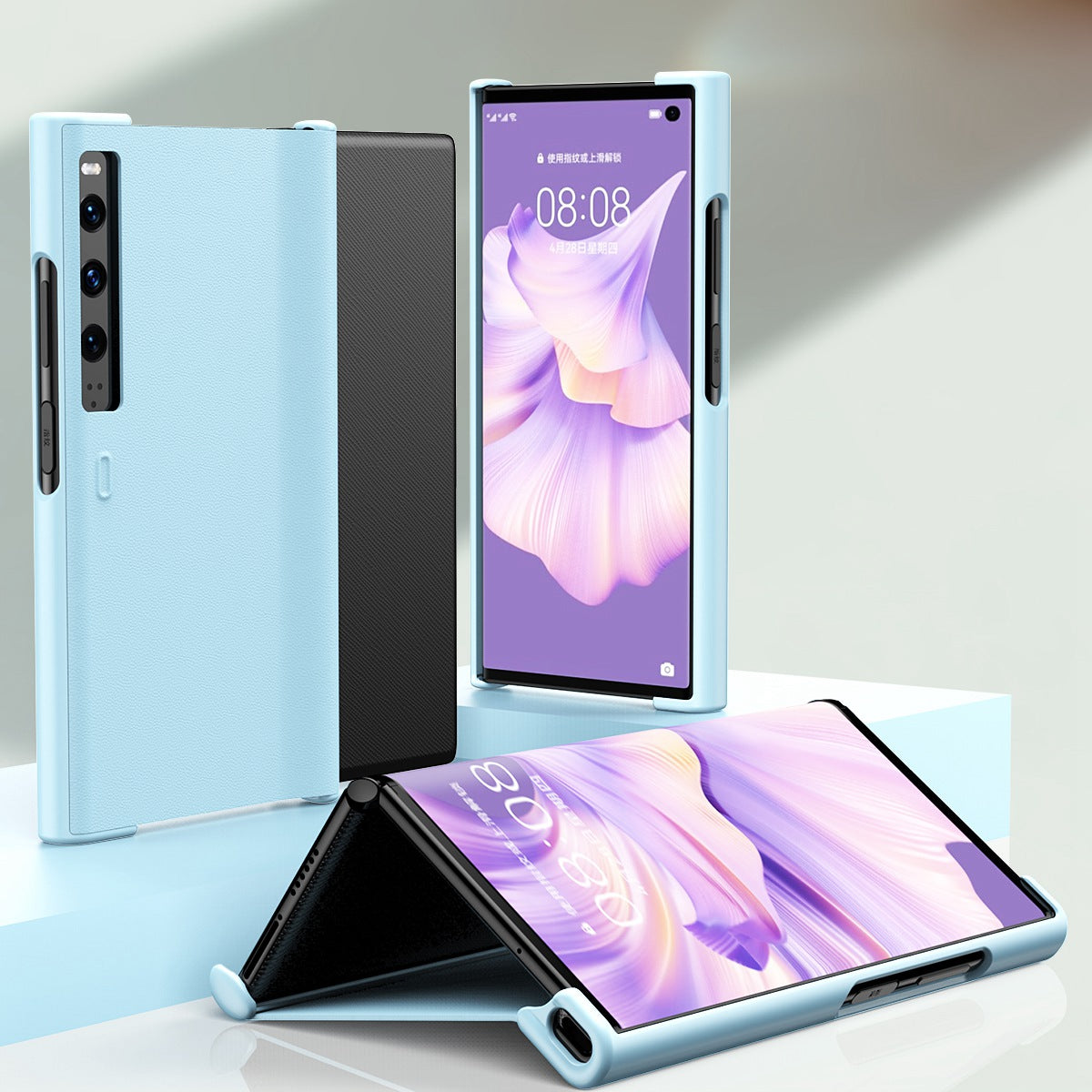 For Huawei Mate Xs 2 PU Leather Hard PC Shockproof Cover Stand Anti-Fall Folding Protective Phone Case