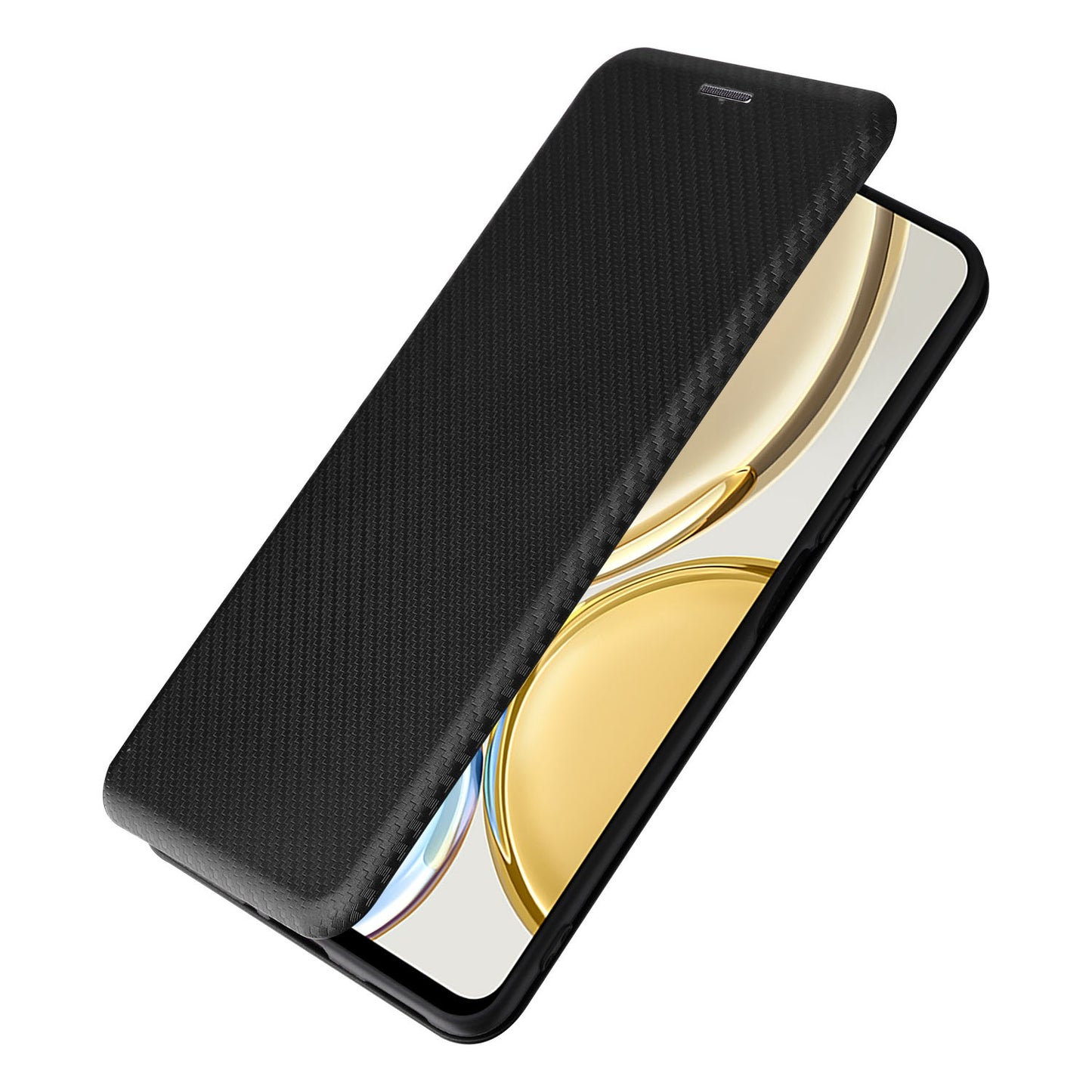 For Honor X9 5G/X30/Magic4 Lite 5G Carbon Fiber Texture PU Leather Soft TPU Folio Flip Cover Card Slot Stand Magnetic Auto-absorbed Case