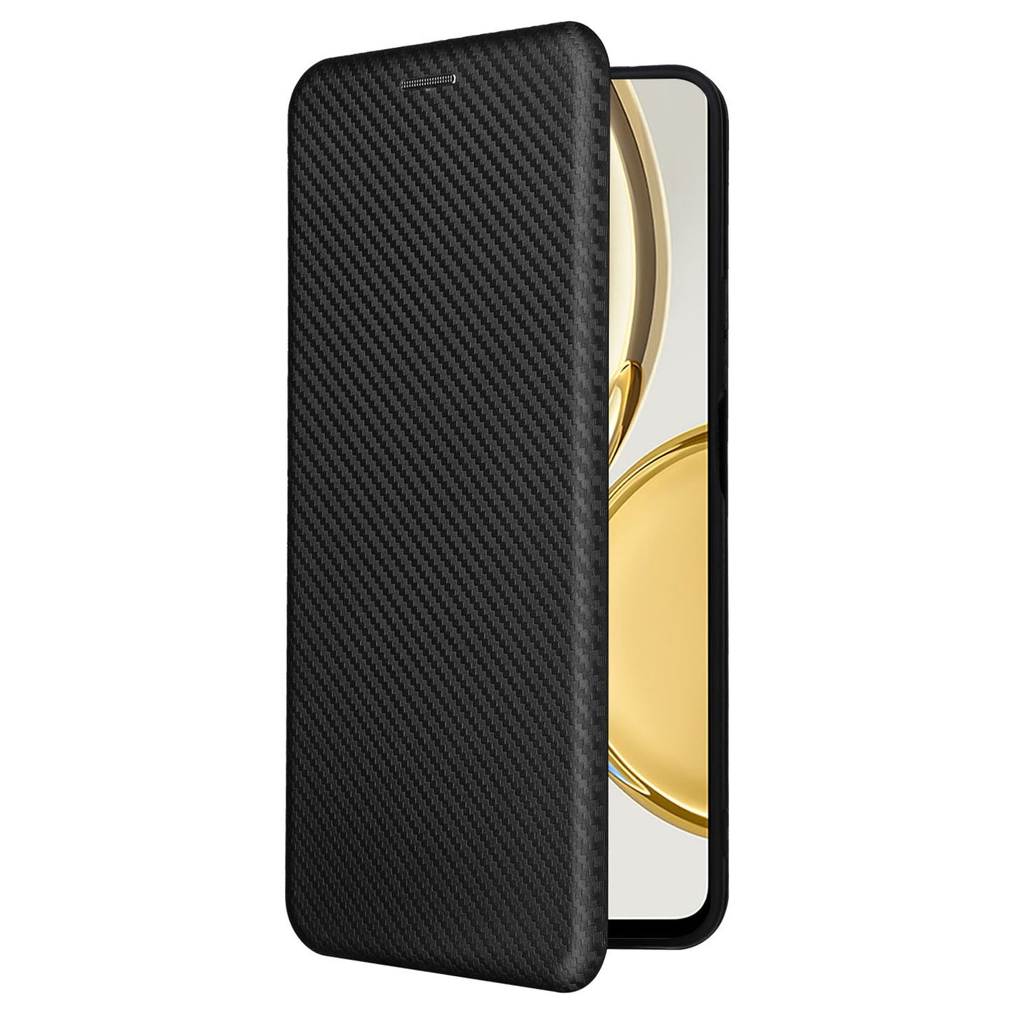 For Honor X9 5G/X30/Magic4 Lite 5G Carbon Fiber Texture PU Leather Soft TPU Folio Flip Cover Card Slot Stand Magnetic Auto-absorbed Case
