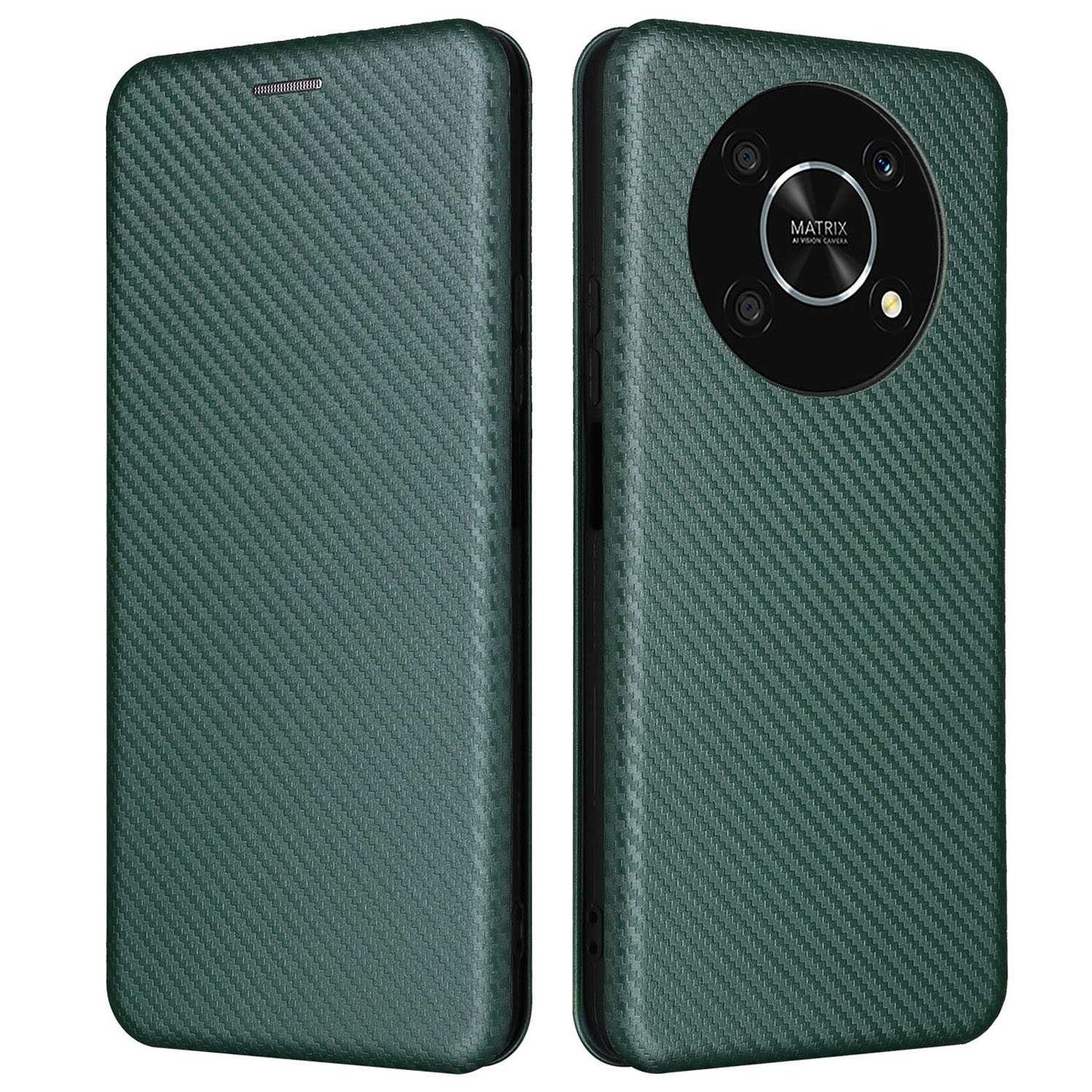 For Honor X9 5G/X30/Magic4 Lite 5G Carbon Fiber Texture PU Leather Soft TPU Folio Flip Cover Card Slot Stand Magnetic Auto-absorbed Case