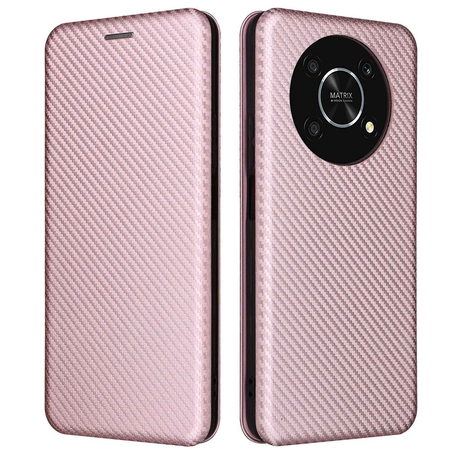 For Honor X9 5G/X30/Magic4 Lite 5G Carbon Fiber Texture PU Leather Soft TPU Folio Flip Cover Card Slot Stand Magnetic Auto-absorbed Case