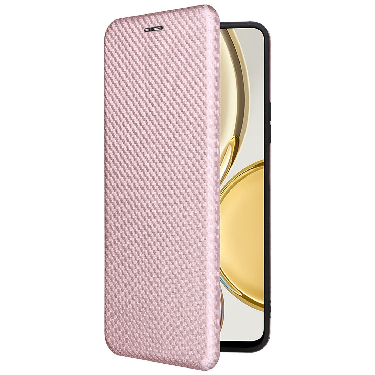 For Honor X9 5G/X30/Magic4 Lite 5G Carbon Fiber Texture PU Leather Soft TPU Folio Flip Cover Card Slot Stand Magnetic Auto-absorbed Case