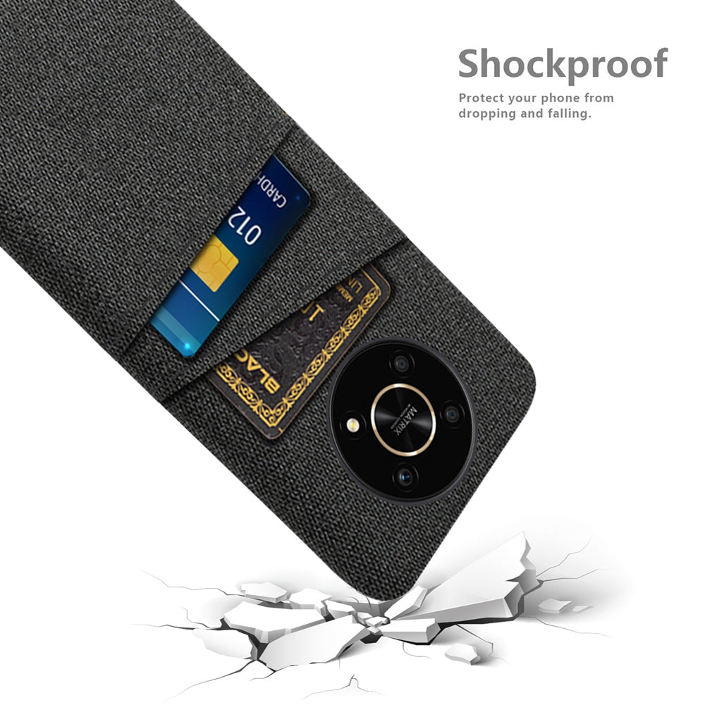 For Honor Magic4 Lite 5G/X30/X9 4G/X9 5G Dual Card Slots Cloth + PC Back Case Cloth Texture Protective Phone Cover