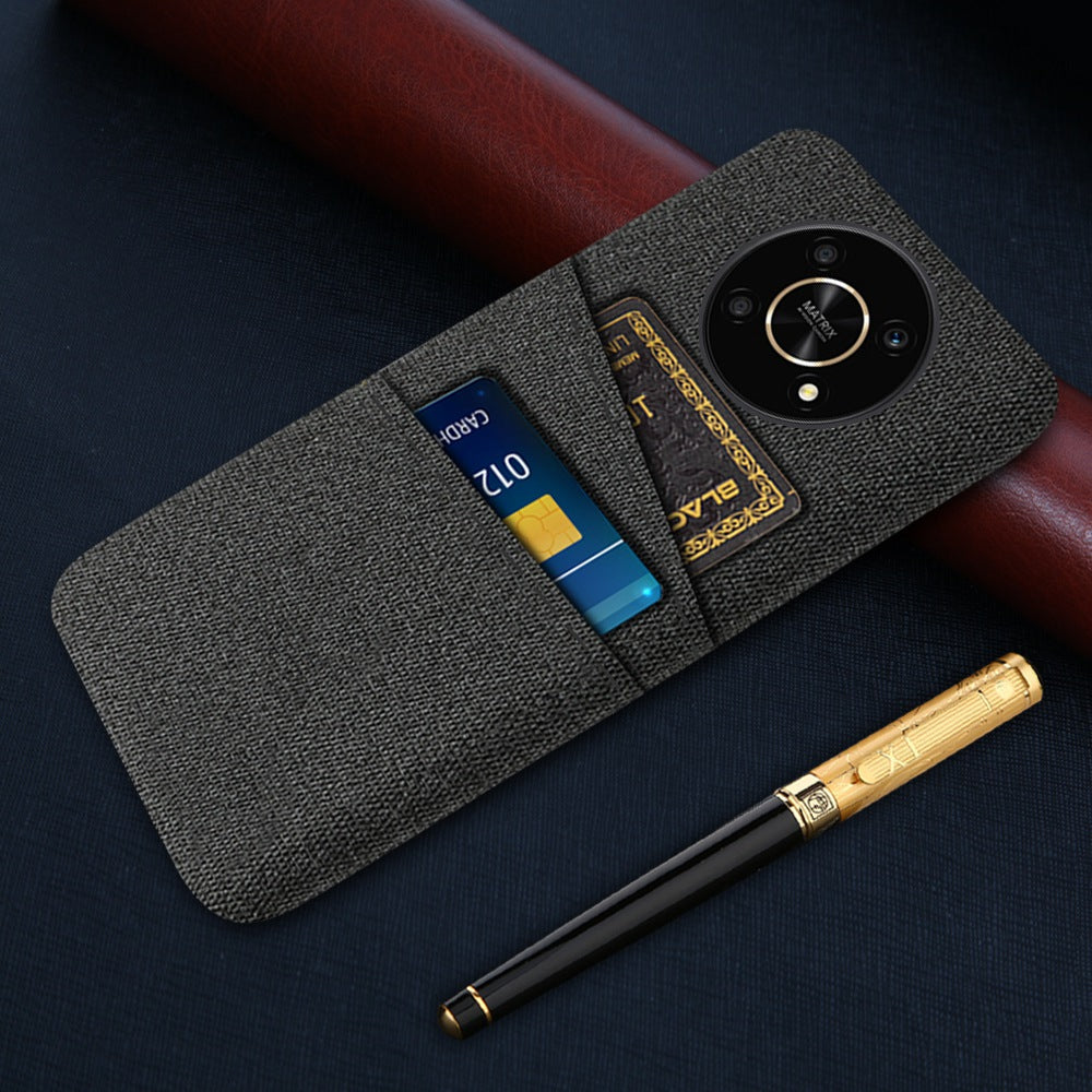 For Honor Magic4 Lite 5G/X30/X9 4G/X9 5G Dual Card Slots Cloth + PC Back Case Cloth Texture Protective Phone Cover