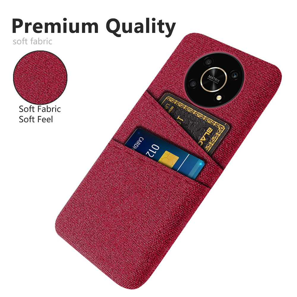 For Honor Magic4 Lite 5G/X30/X9 4G/X9 5G Dual Card Slots Cloth + PC Back Case Cloth Texture Protective Phone Cover